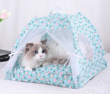 S 35*35CM 5 Catties Within Camping Companion Pet Tent - Portable Foldable Breathable Outdoor Cat House Shelter