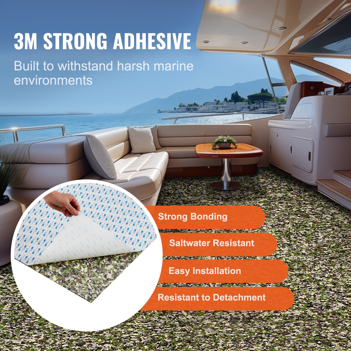 VEVOR EVA Boat Decking: 94.5" × 35.4" (2400 × 899 mm), 6 mm Self-Adhesive Non-Slip Marine Flooring 23.2 sq.ft (2.16 m²)