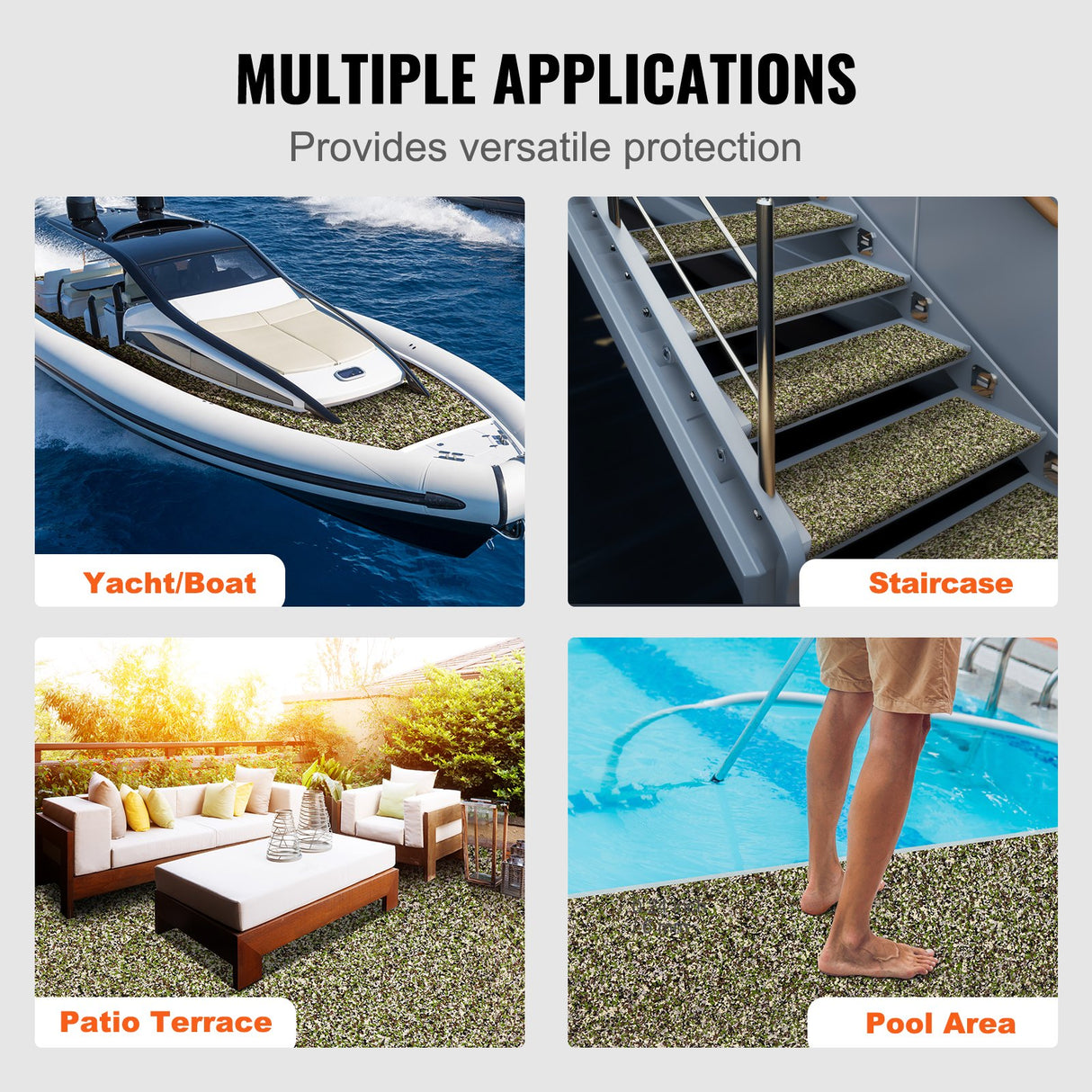 VEVOR EVA Boat Decking: 94.5" × 35.4" (2400 × 899 mm), 6 mm Self-Adhesive Non-Slip Marine Flooring 23.2 sq.ft (2.16 m²)