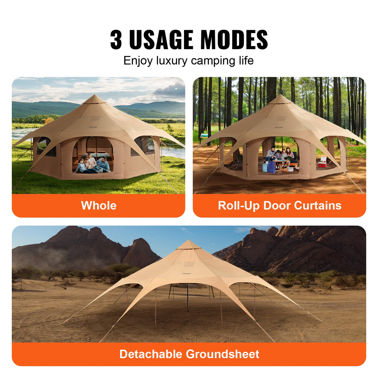 Canvas Bell Tent with Stove Jack