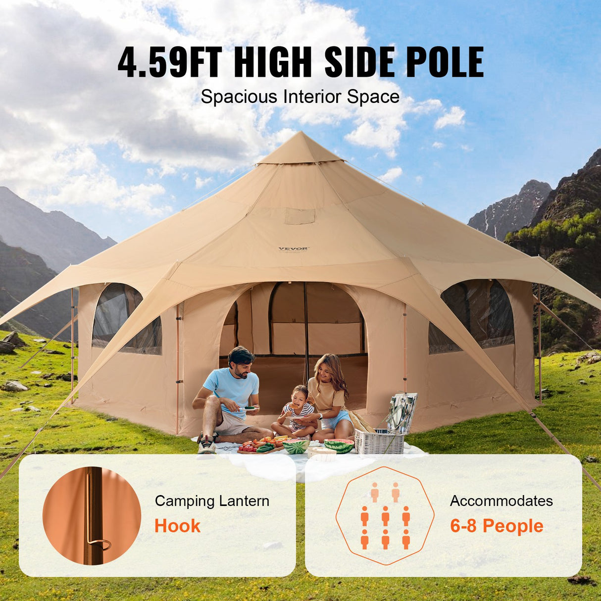 Canvas Bell Tent with Stove Jack