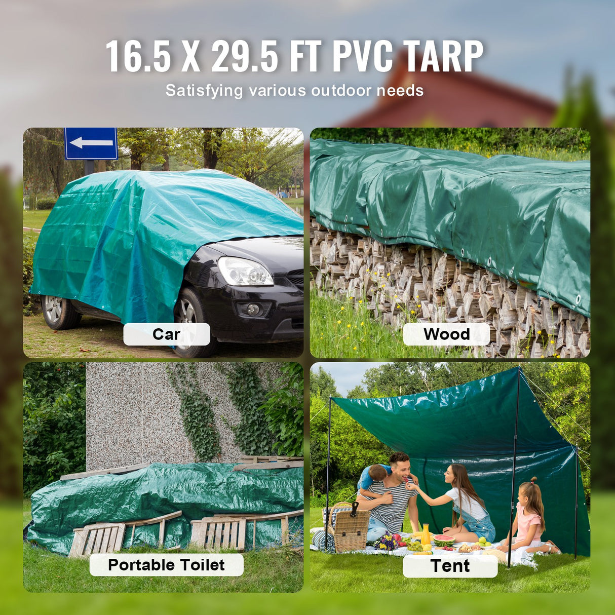 PVC Waterproof Tarp | 16.5 x 29.5 ft Heavy Duty | Green