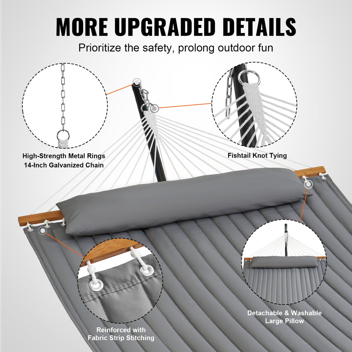 Double Quilted Fabric Hammock | Two Person | Stand included