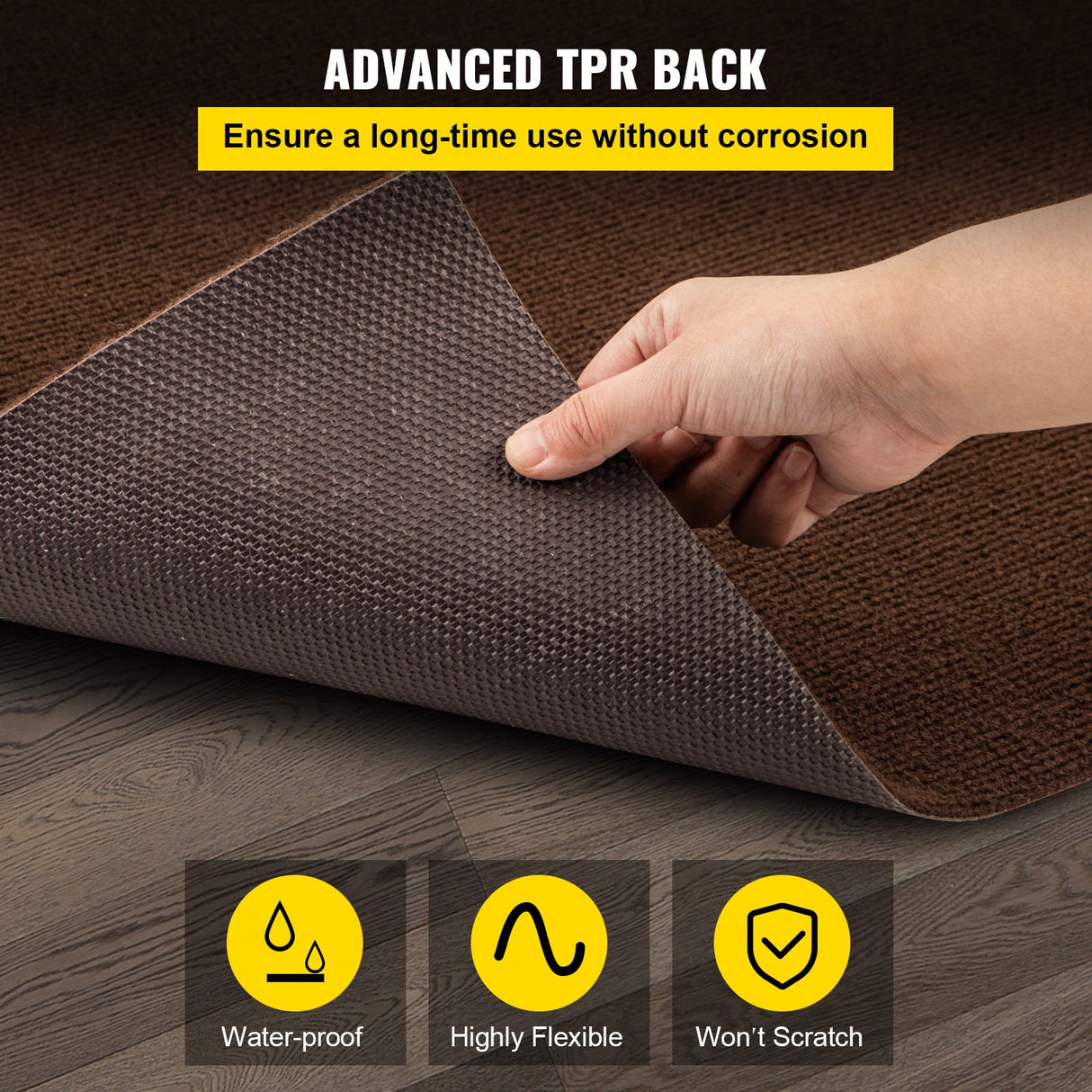 VEVOR Deep Brown Marine Carpet – 6 ft × 13 ft (1.8 × 4.0 m), Marine-Grade Indoor/Outdoor Carpet with Waterproof TPR Backing, Non-Slip, UV & Mould-Resistant