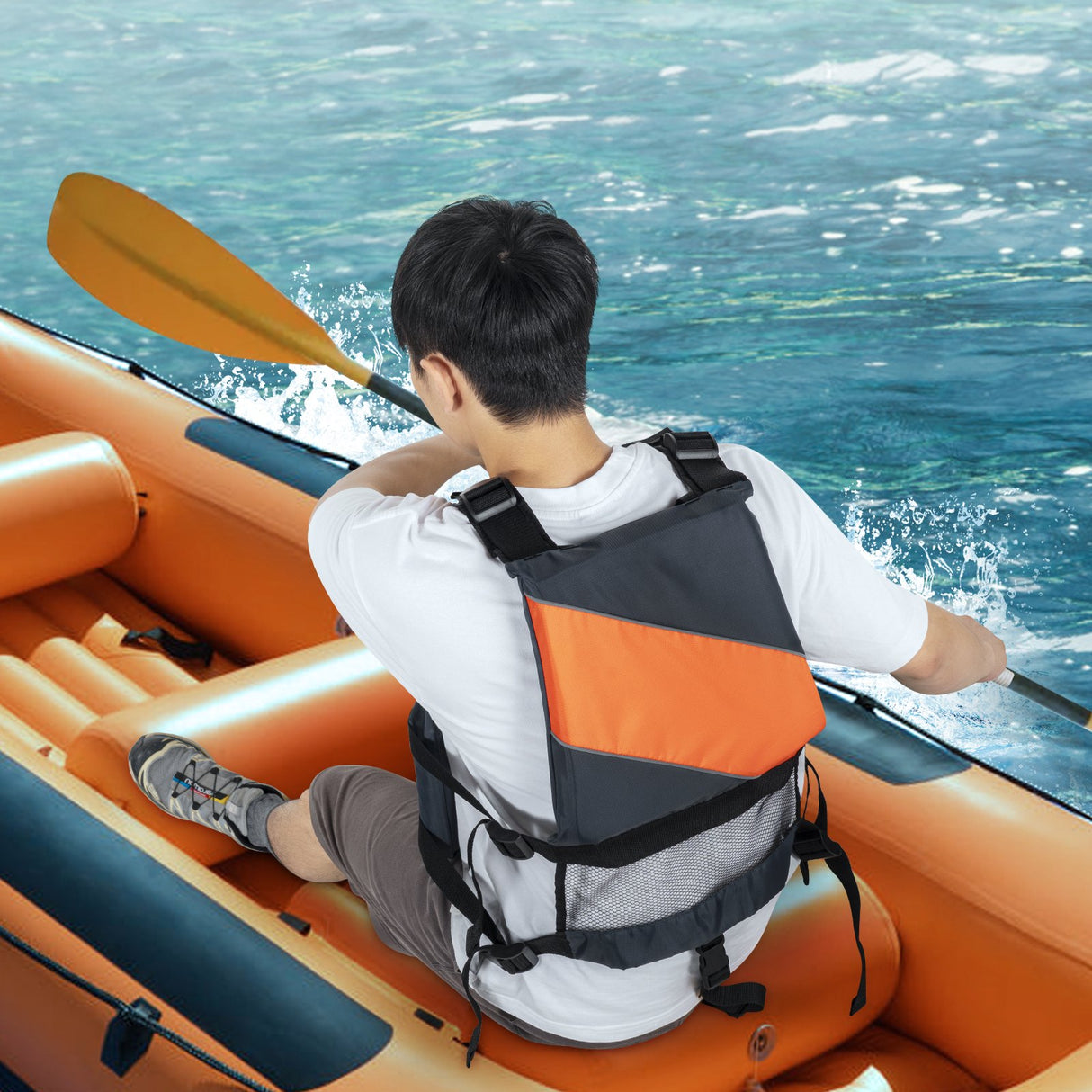 VEVOR Life Vest for Watersports (PFD), Life Jacket with Waterproof Nylon & 96N Buoyancy, Life Vest/Jacket for Any Water Activity-Fishing, Kayaking, Surfing and More, Men and Women L