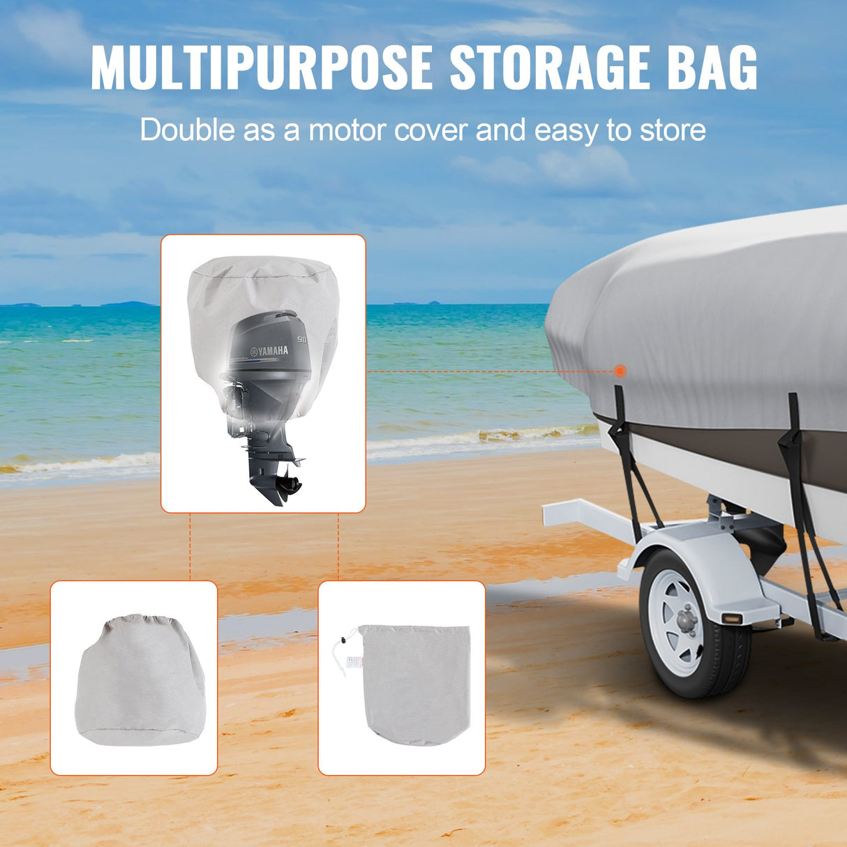 VEVOR Boat Cover 600D Waterproof 23-24 ft Boat Cover V-Hull Tri-Hull Runabout