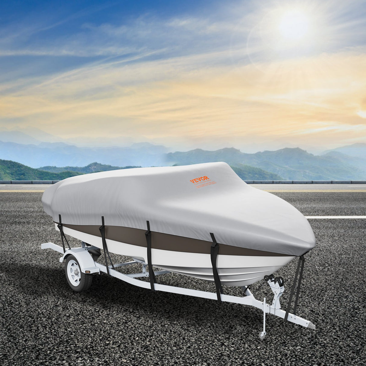 VEVOR Boat Cover 600D Waterproof 23-24 ft Boat Cover V-Hull Tri-Hull Runabout