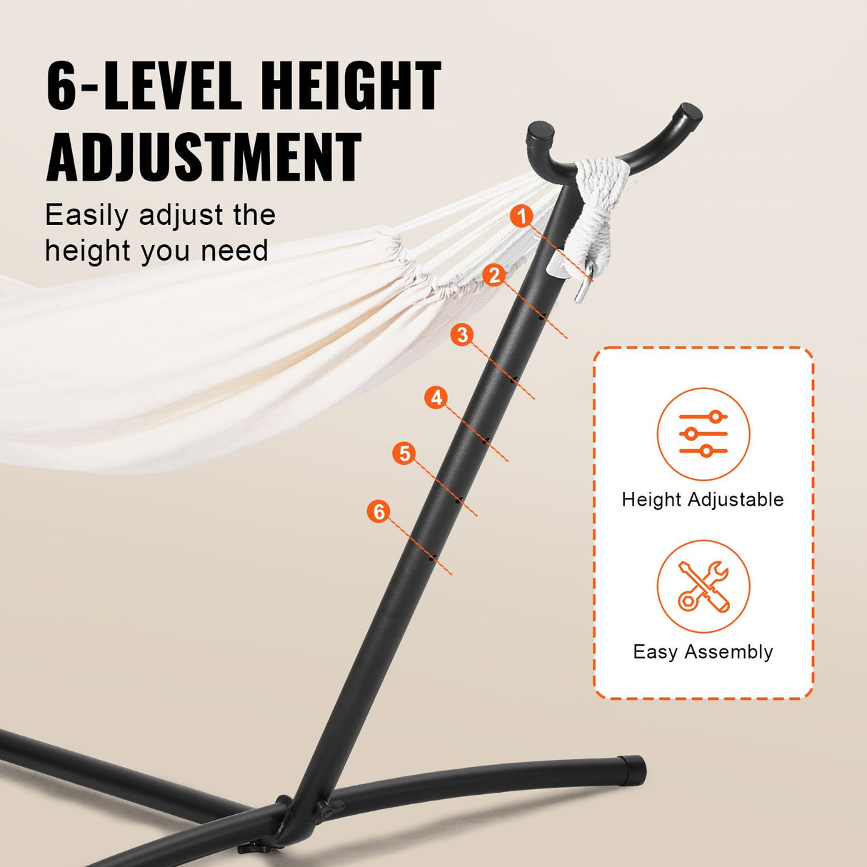 VEVOR Portable Hammock Stand, 450lbs Capacity Steel Hammock Stand for 2 Person, Heavy Duty Adjustable Hooks Hammock Frame Fits 9.5-12.6 ft Hammocks, Space Saving with Carrying Bag for Outdoor or Indoor