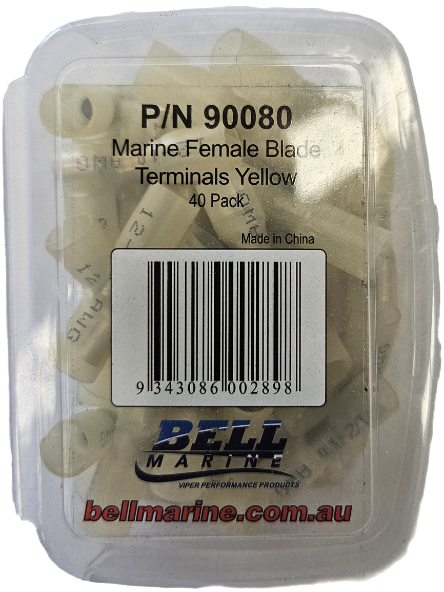 Marine Glue Lined Female Blade Terminal Yellow - 6-8mm - 40 Pack