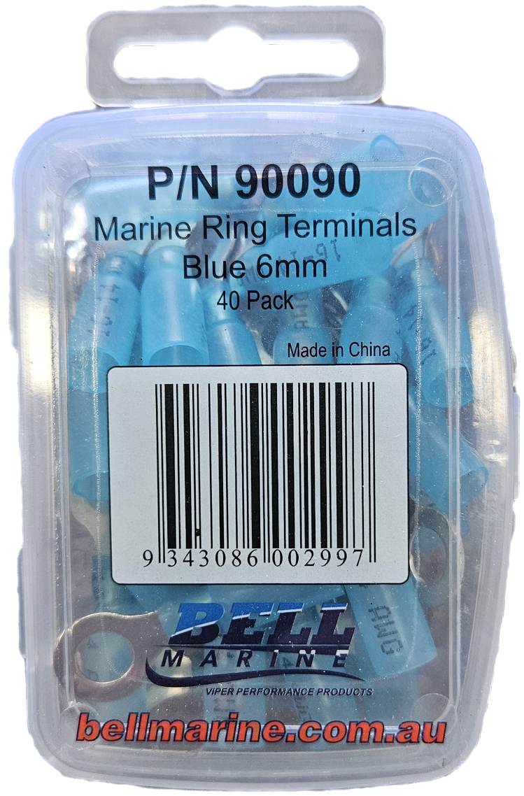 Marine Glue Lined Ring Terminal Blue - 6mm - 40 Pack