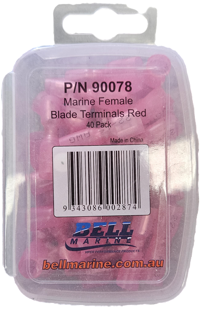 Marine Glue Lined Female Blade Terminal Red - 2.5-3mm- 40 Pack