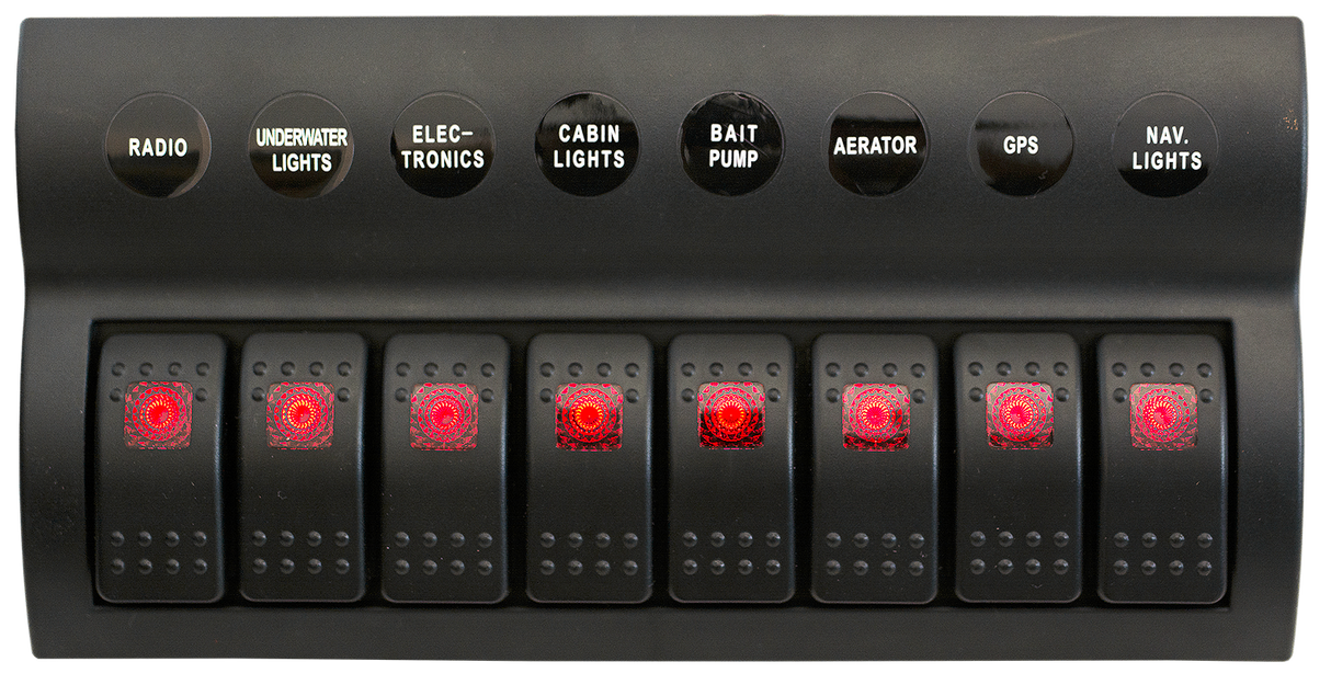 8 Gang Switch Panel With Circuit Breakers - Pre Wired