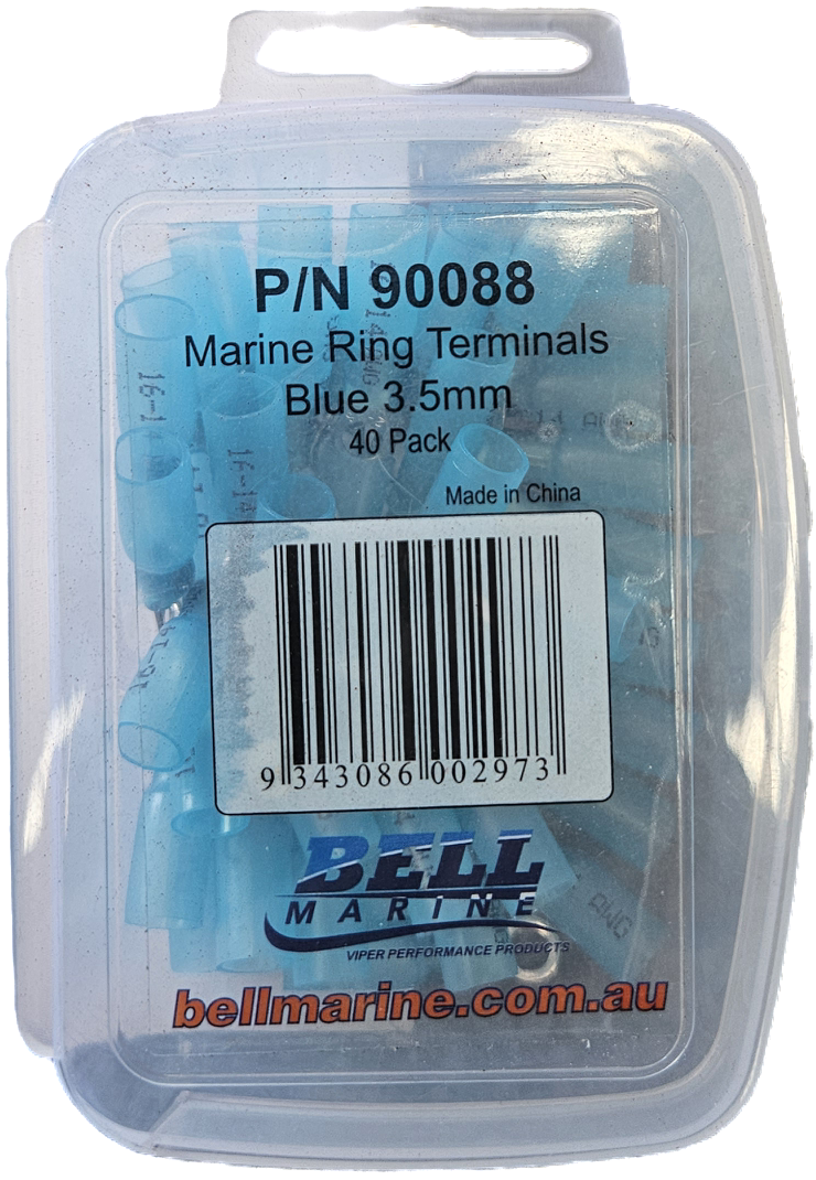 Marine Glue Lined Ring Terminal Blue - 3.5mm - 40 Pack