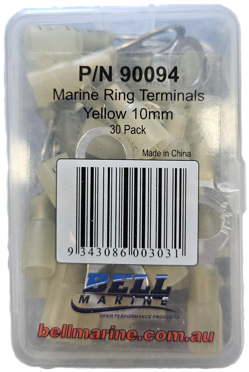 Marine Glue Lined Ring Terminal Yellow - 10mm - 30 Pack