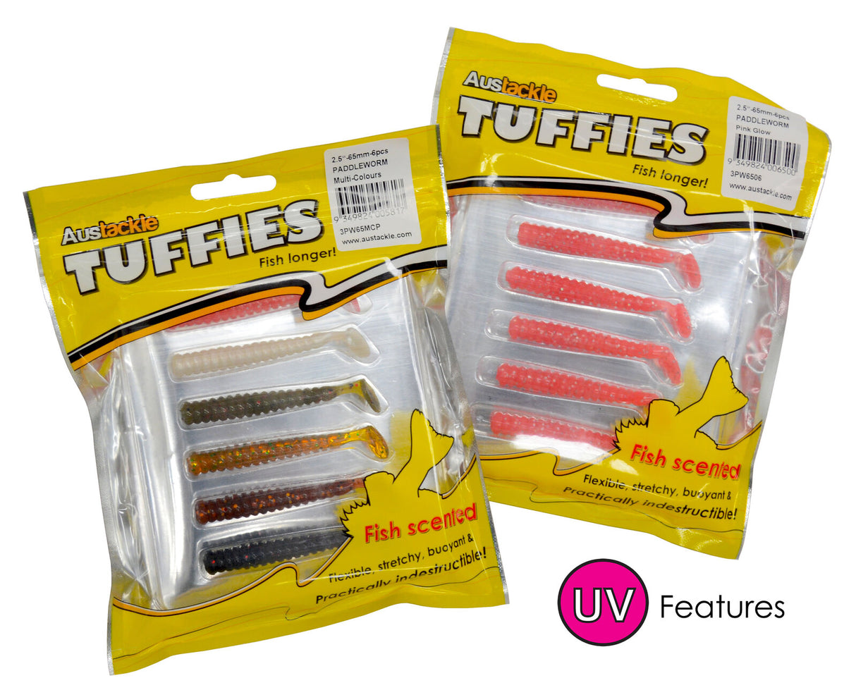 Austackle Paddleworm Soft Plastic Tuffies - 6pc 65mm