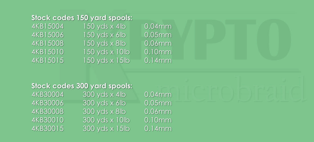 Krypto Microbraids 4lb 150yds 0.04mm