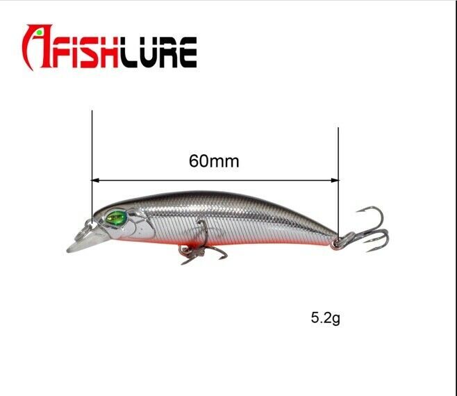 New Hard Plastic Double Clutch Minnow Fishing Lure 60mm 5.2g