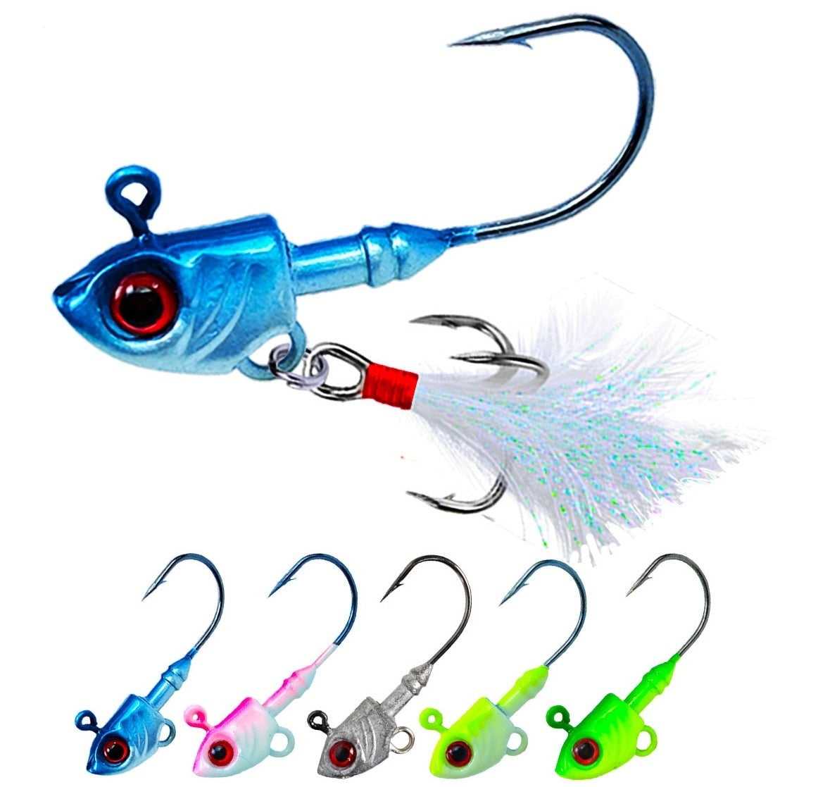 Fish Head Feathered Treble Hook 3 Pack 41mm 7g