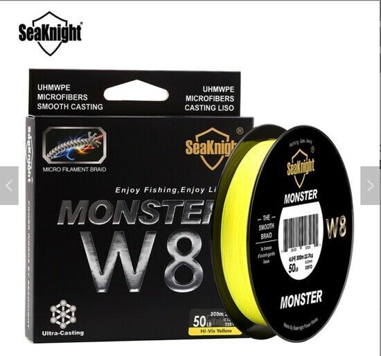 SeaKnight Monster W8 8 Strands Braided Line 20lb, 300M Super Smooth PE Braid