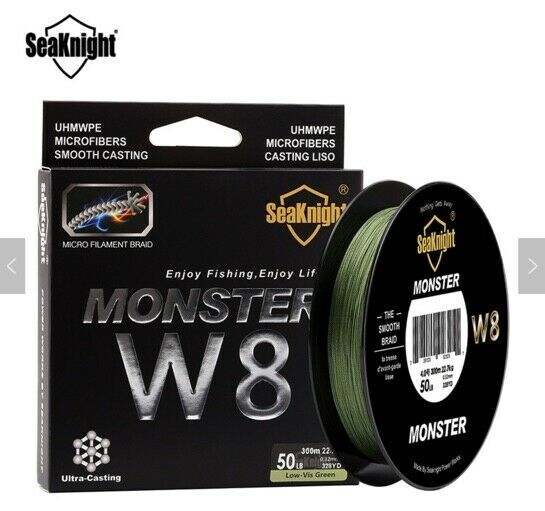 SeaKnight Monster W8 8 Strands Braided Line 20lb, 300M Super Smooth PE Braid