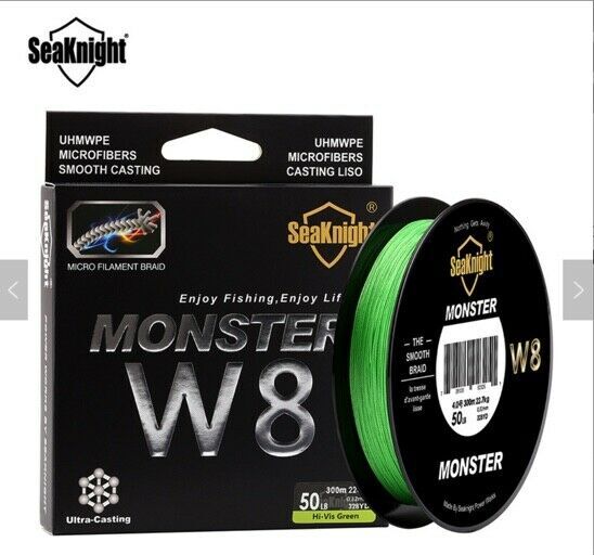 SeaKnight Monster W8 8 Strands Braided Line 20lb, 300M Super Smooth PE Braid