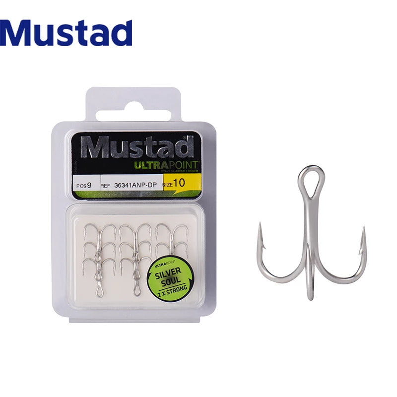 Multiple Variations of Mustad Silver Soul 2X Strong Treble Hooks for Sale, Mustad