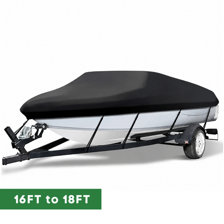 16-18ft Boat Cover Trailerable Marine Grade 600D Black