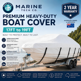 Marine Tech Co - Premium Heavy-Duty Boat Cover (17ft – 19ft) | 2-Year Warranty | White