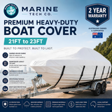 Marine Tech Co - Premium Heavy-Duty Boat Cover (21ft – 23ft) | 2-Year Warranty | White