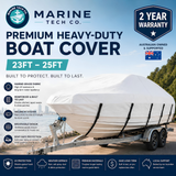 Marine Tech Co - Premium Heavy-Duty Boat Cover (23ft – 25ft) | 2-Year Warranty | White