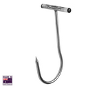 Hook'em Fishing Meat Gaff Hook 10 x 125mm Gape | Single Hook - T Handle - Stainless Steel