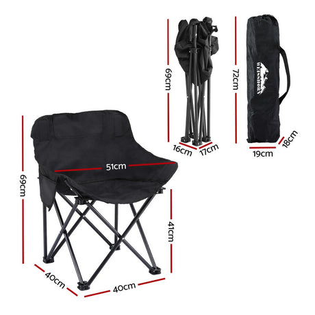 Weisshorn Folding Camping Moon Chair Portable Seat Weight Capacity 120KG Black