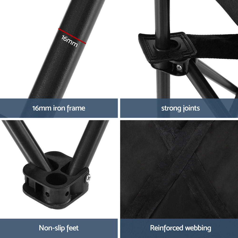 Weisshorn Folding Camping Moon Chair Portable Seat Weight Capacity 120KG Black