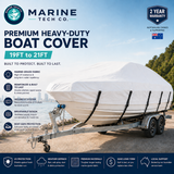 Marine Tech Co - Premium Heavy-Duty Boat Cover (19ft – 21ft) | White