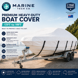 Marine Tech Co - Premium Heavy-Duty Boat Cover (17ft – 19ft) | White