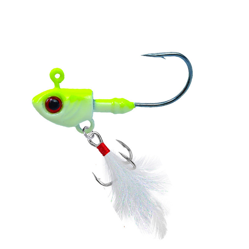 Fish Head Feathered Treble Hooks 3 Pack 38mm 3.5g