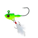 Fish Head Feathered Treble Hooks 3 Pack 38mm 3.5g