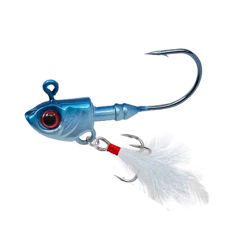 Multiple Variations of Fish Head Feathered Treble Hooks for Sale