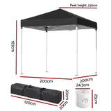 Instahut Gazebo 2x2m Outdoor Patio Garden Marquee Shade w/ Base Pods Black