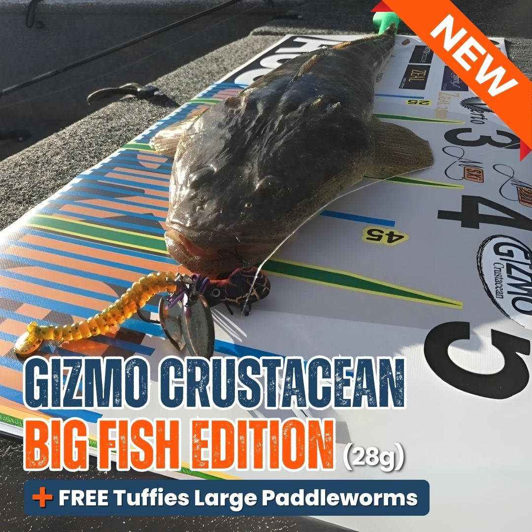 GIZMO Crustacean BIG Fish Edition - 28g 7/0 + FREE Tuffies Large Paddleworms