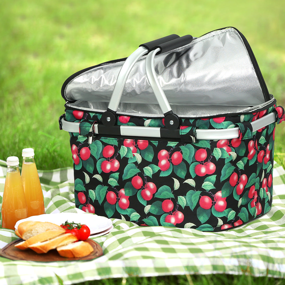 Alfresco Picnic Basket Folding Bag Hamper Insulated Storage Food Cover