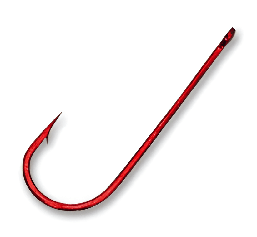 Longshank Hook Red - Fishing Hook Multiple Sizes 10 pack