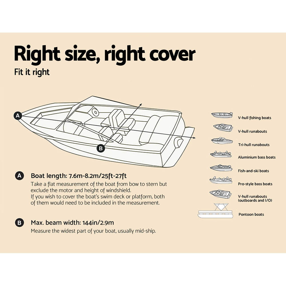 Seamanship 23–25ft Boat Cover + EVA Foam Flooring Bundle | Trailerable 600D Marine Cover & Non-Slip Decking Mat