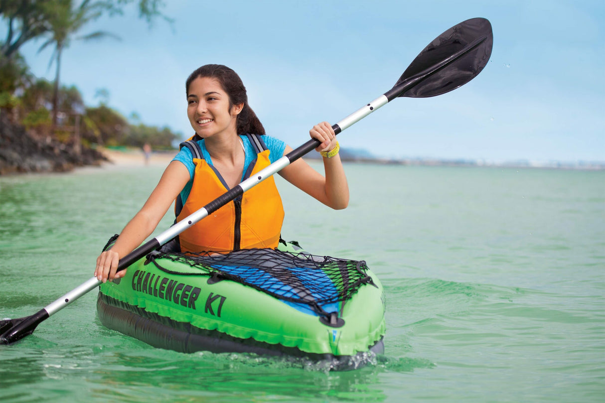 Intex Challenger K1 Inflatable Kayak: 1-Person, 2.0m Sporty Design with Adjustable Seat, Aluminium Paddle & High-Output Pump, Lakes & Mild Rivers