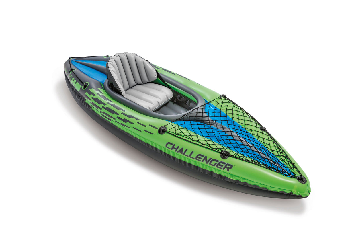 Intex Challenger K1 Inflatable Kayak: 1-Person, 2.0m Sporty Design with Adjustable Seat, Aluminium Paddle & High-Output Pump, Lakes & Mild Rivers