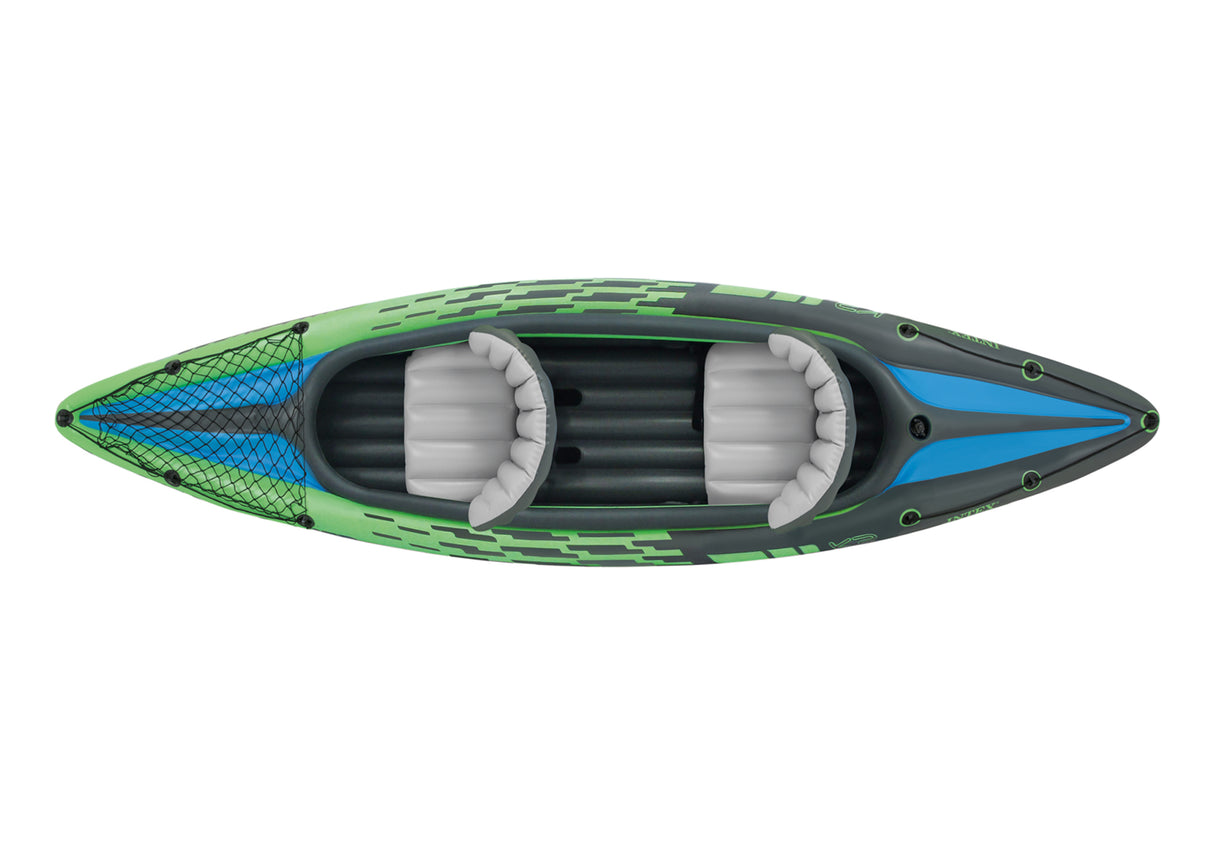 Intex Challenger K2 Inflatable Kayak: 2-Person, 2.6m Sporty Design with Adjustable Seats, Aluminium Paddles & High-Output Pump, Lakes & Mild Rivers