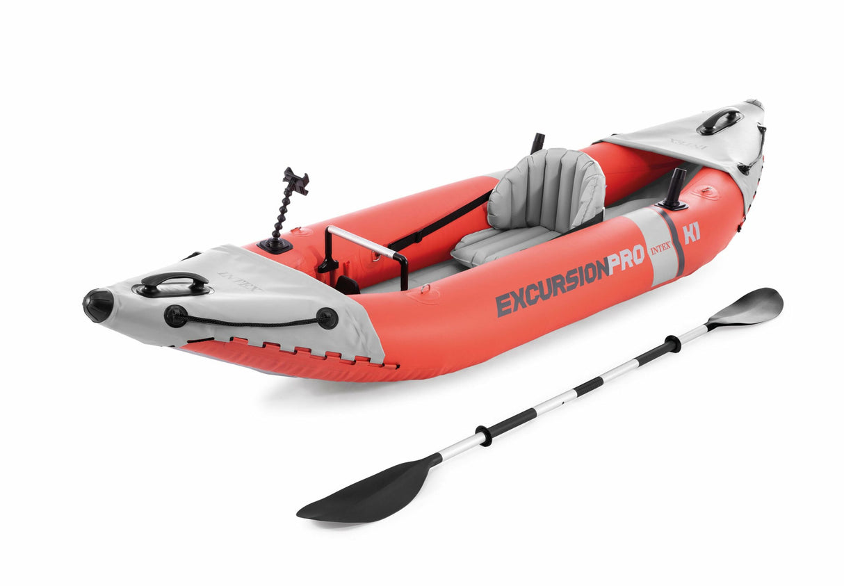 Intex Excursion Pro K1 Inflatable Kayak: 305cm × 91cm × 46cm, 1-Person High-Performance Kayak with Adjustable Seat, Aluminium Paddle & High-Output Pump, Lakes, Rivers & Fishing