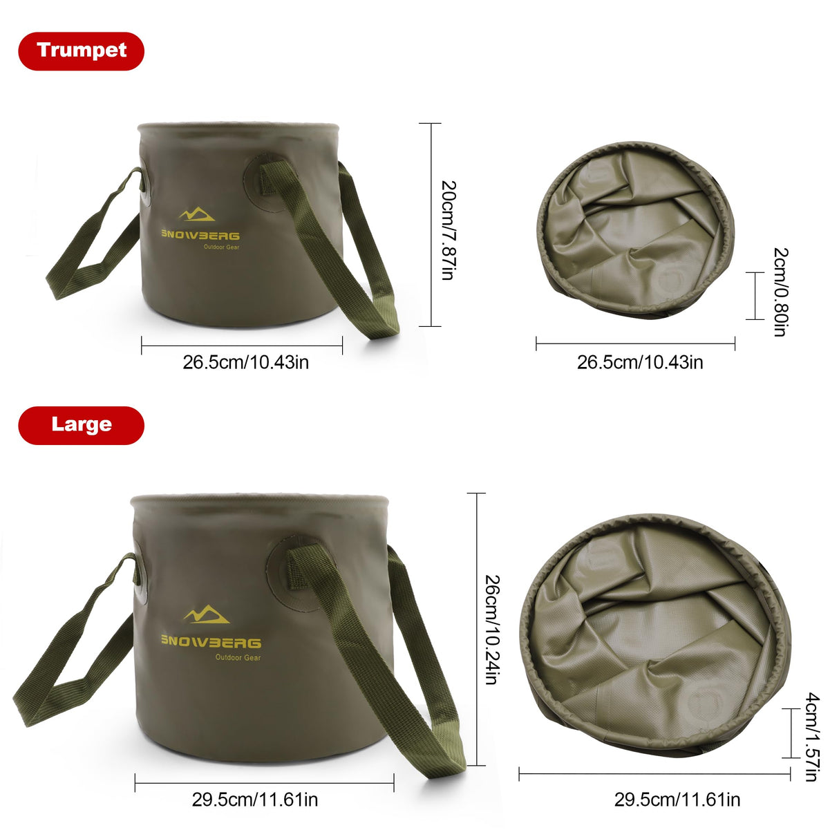 Multi-Use Collapsible Bucket – (Forest Green,Trumpet)