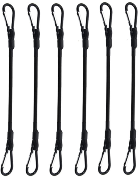 pieces - Elastic with carabiner - Rope Length 30 CM - black - Rope Diameter 6MM - Polypropylene yarn + latex silk - For securing sails, luggage, tents and bicycles