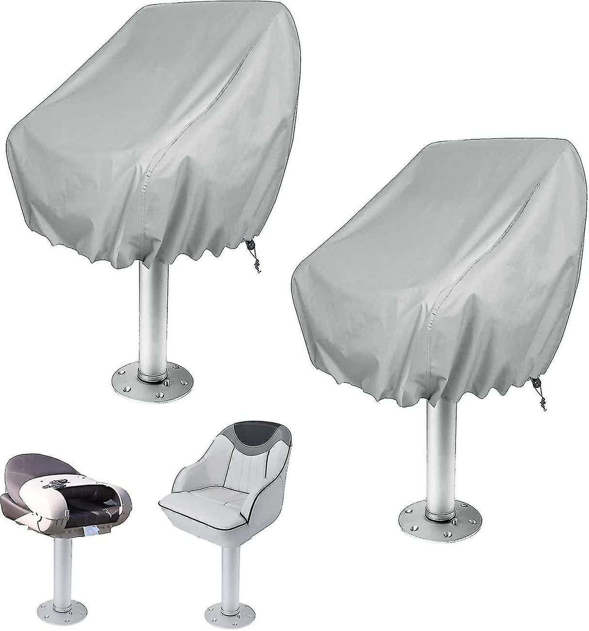 2-Pack Waterproof Boat Seat Covers — Pedestal, Pontoon & Captain Chairs (210D Oxford, UV-Resistant)